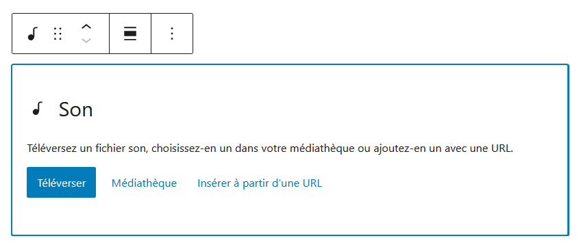 Options pour ajouter un fichier dans le bloc Audio
