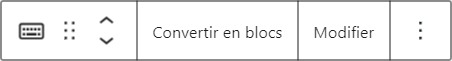 Barre d’outils du bloc Classique