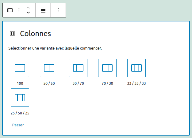 Choix du nombre de colonnes