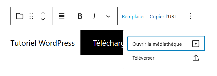 Outil Remplacer dans la barre d’outils du bloc Fichier