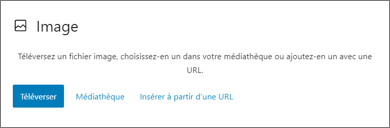 Options pour ajouter une image dans le bloc Image