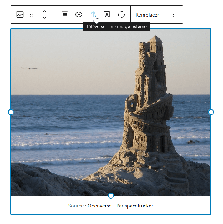 Outil Téléverser une image externe