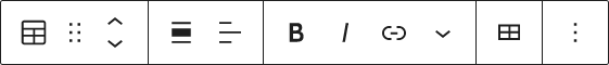 Capture d’écran de la barre d’outils du bloc Tableau