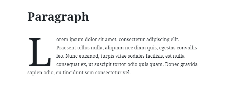 Lettrine dans un bloc Paragraphe